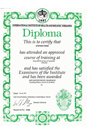 Advanced Massage certificaste